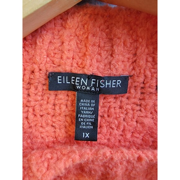Eileen Fisher Woman Lory Organic Cotton Blend‎ Sweater Orange Textured Sz 1X - Picture 5 of 10
